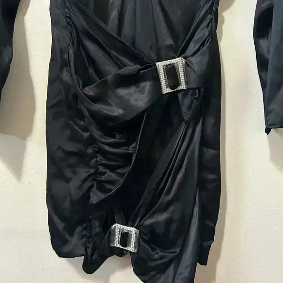 NWOT Zara JEWEL TRIM SATIN EFFECT DRESS  HOLIDAY/EVENT DRESS S - Picture 4 of 8